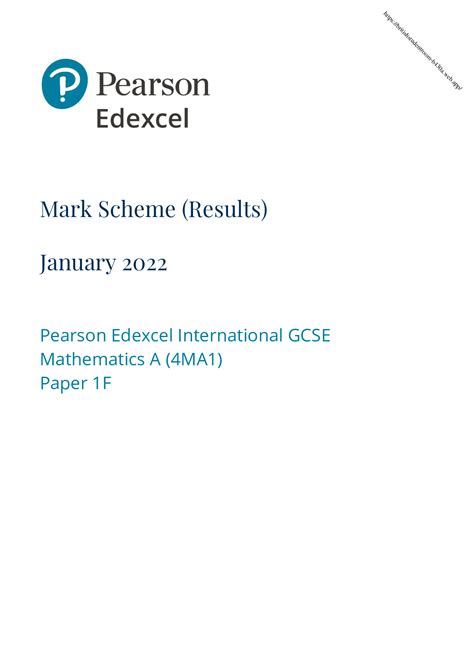 <b>Mark</b> <b>Scheme</b> (Results) November 2020. . Edexcel gcse maths 2022 paper 1 mark scheme